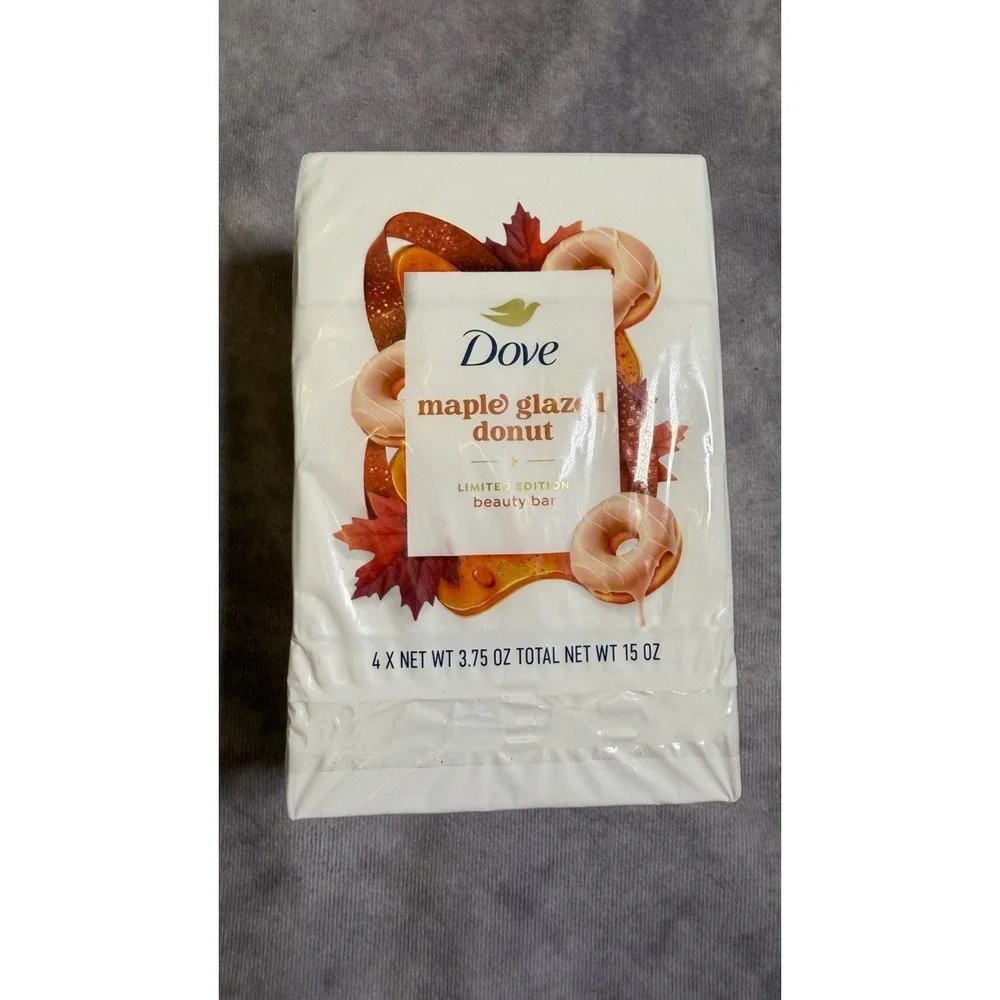 Dove Maple Glazed Donut Beauty Bar Soap 4 Pack Limited Edition 15 oz New Sealed